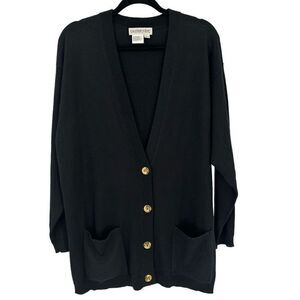 Outlander Studio Vintage Wool Blend Cardigan Sweater Black Large